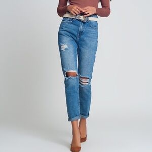 Q2 Blue Distressed Boyfriend Jeans